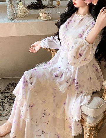Rochie lunga Dazy, floral print