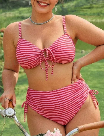 Costum de baie SHEIN CURVE, roz/rosu