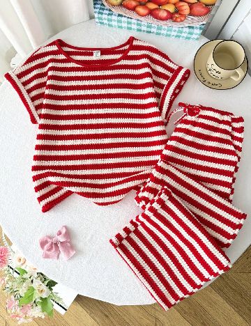 Compleu Shein Kids, alb/rosu