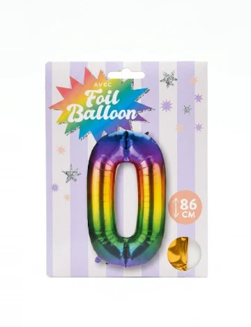 Balon cifra 0, 86 cm AVEC, mix culori