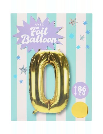 Balon cifra 0, 86 cm AVEC, auriu