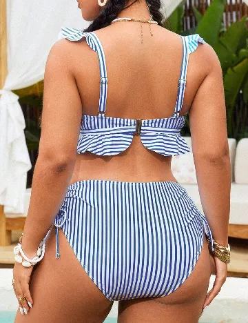 Costum de baie SHEIN CURVE, alb/albastru