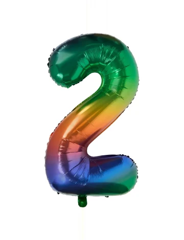 Balon cifra 2, 86 cm AVEC, mix culori