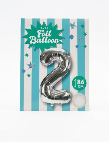 Balon cifra 2, 86 cm AVEC, argintiu