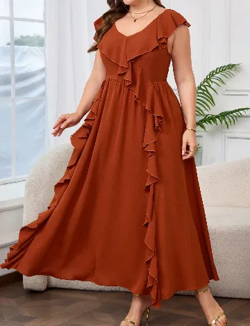 Rochie lunga SHEIN CURVE, caramiziu