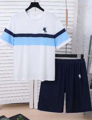 Compleu Shein Kids, alb/bleumarin