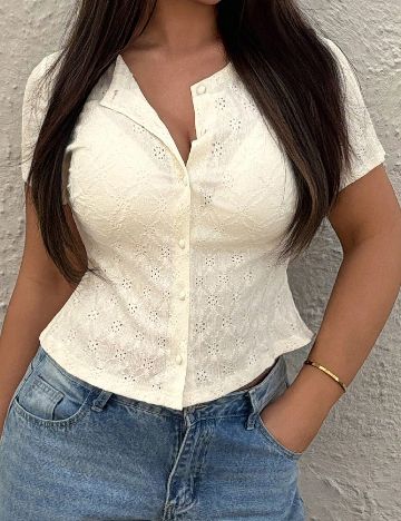Camasa Dazy Plus Size, ecru