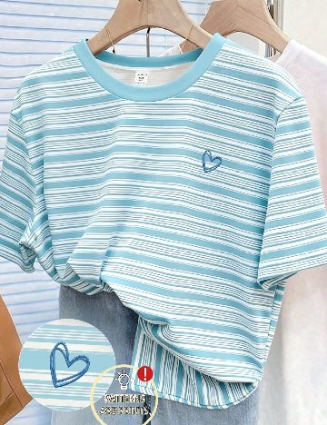 Tricou Shein Kids, alb/albastru