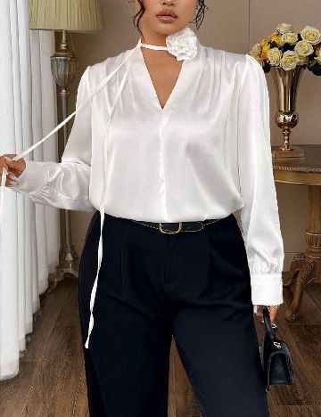 Bluza SHEIN CURVE, alb