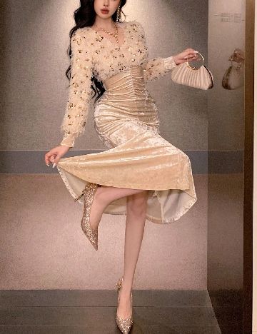 Rochie medie Dazy, crem