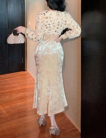 Rochie medie Dazy, crem