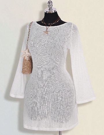 Rochie de plaja SHEIN CURVE, alb