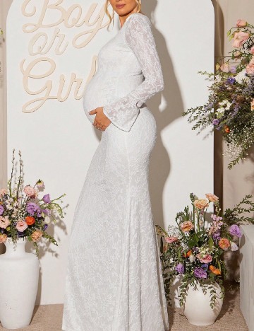 Rochie lunga SHEIN Maternity, alb