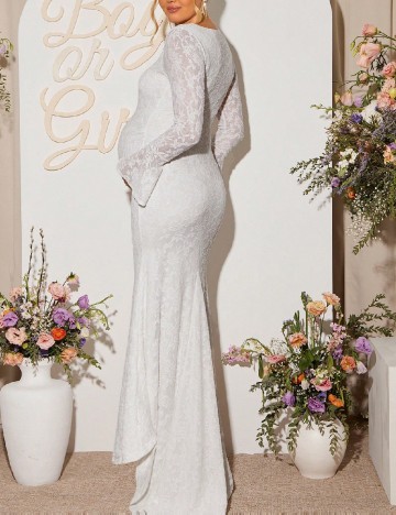 Rochie lunga SHEIN Maternity, alb