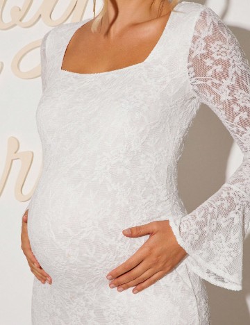 Rochie lunga SHEIN Maternity, alb