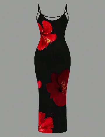 Rochie lunga SHEIN CURVE, rosu/negru