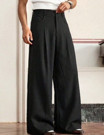Pantaloni SHEIN Plus Size Men, negru