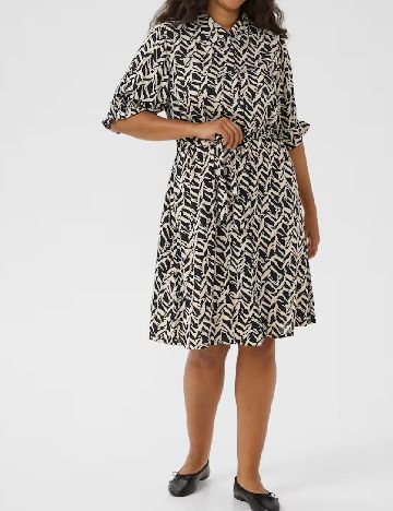 Rochie medie Kaffe Curve, negru/bej