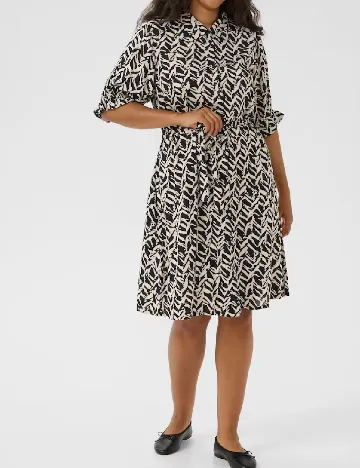 Rochie medie Kaffe Curve, negru/bej