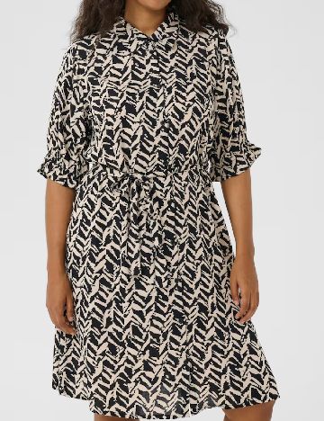 Rochie medie Kaffe Curve, negru/bej