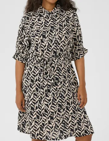 Rochie medie Kaffe Curve, negru/bej