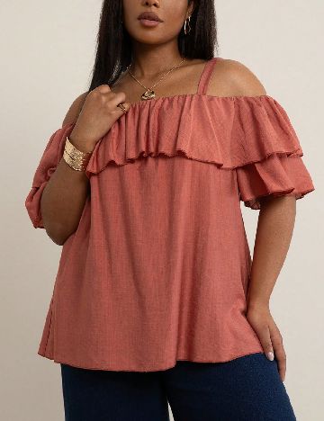 Bluza SHEIN CURVE, roz pudra inchis