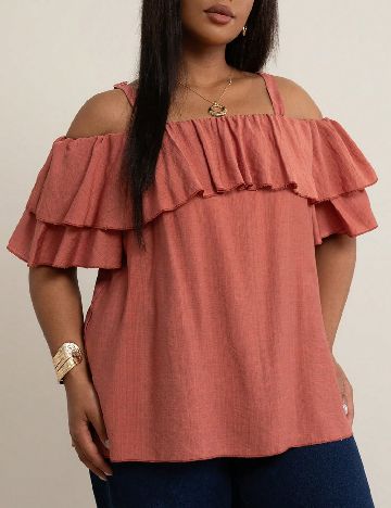 Bluza SHEIN CURVE, roz pudra inchis