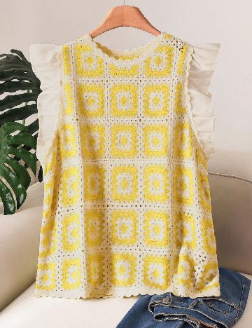 Bluza SHEIN CURVE, galben/alb