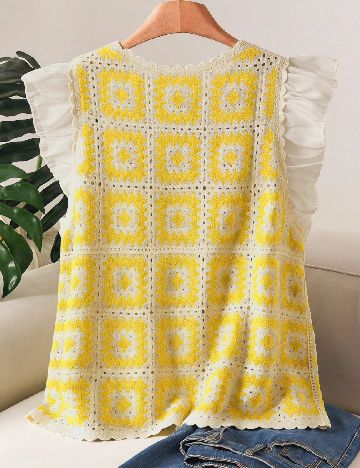 Bluza SHEIN CURVE, galben/alb