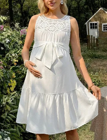 Rochie scurta SHEIN Maternity, alb