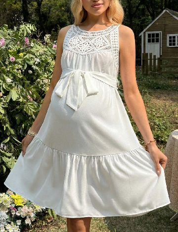Rochie scurta SHEIN Maternity, alb