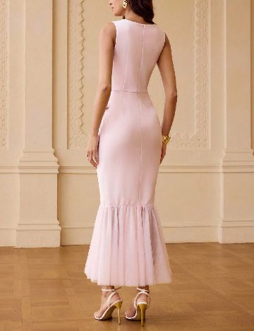 Rochie lunga Zeylah, roz