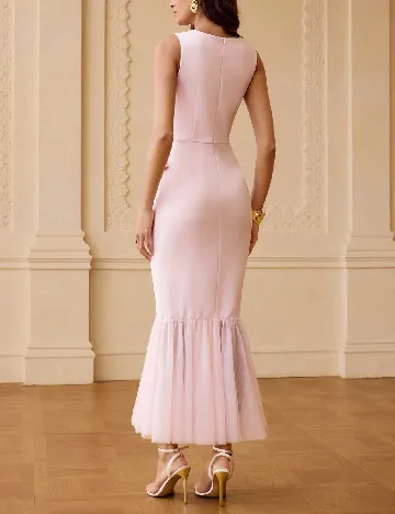 Rochie lunga Zeylah, roz
