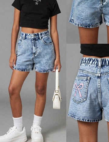Pantaloni scurti Shein Kids, albastru