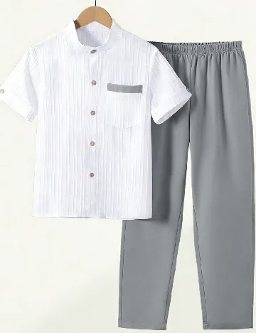 Compleu Shein Kids, alb/gri