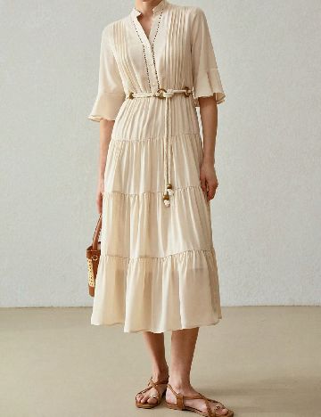 Rochie medie MOTF, crem