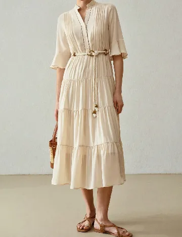 Rochie medie MOTF, crem