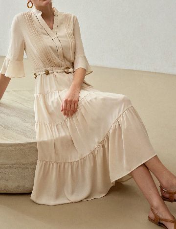 Rochie medie MOTF, crem