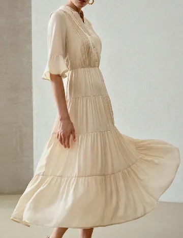 Rochie medie MOTF, crem