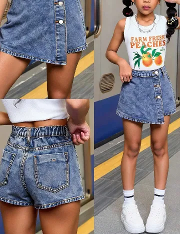 Fusta pantalon Shein Kids, albastru