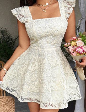 Rochie scurta SHEIN CURVE, ecru
