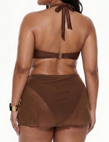 Costum de baie SHEIN CURVE, maro