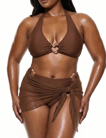 Costum de baie SHEIN CURVE, maro
