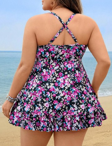 Costum de baie SHEIN CURVE, floral print