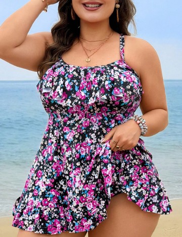 Costum de baie SHEIN CURVE, floral print