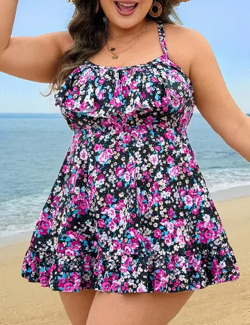 Costum de baie SHEIN CURVE, floral print