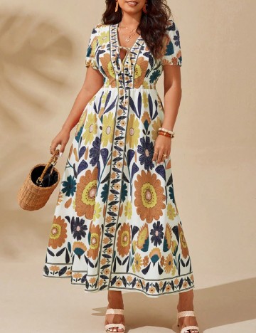 Rochie lunga SHEIN CURVE, floral print