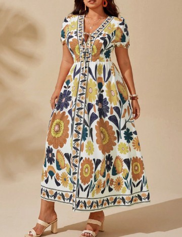Rochie lunga SHEIN CURVE, floral print