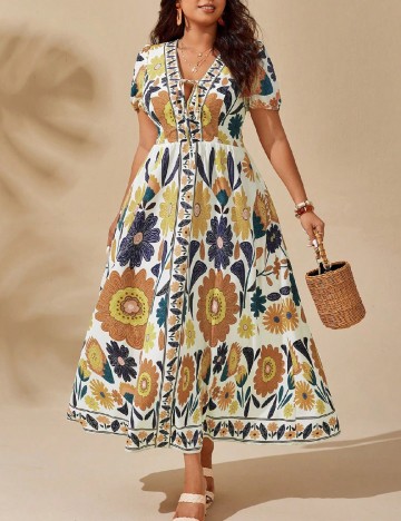 Rochie lunga SHEIN CURVE, floral print