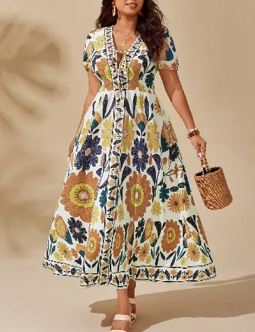 Rochie lunga SHEIN CURVE, floral print